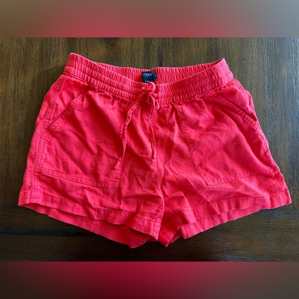 J. Crew Women’s Dark Coral Linen Blend Red Shorts- size XXS